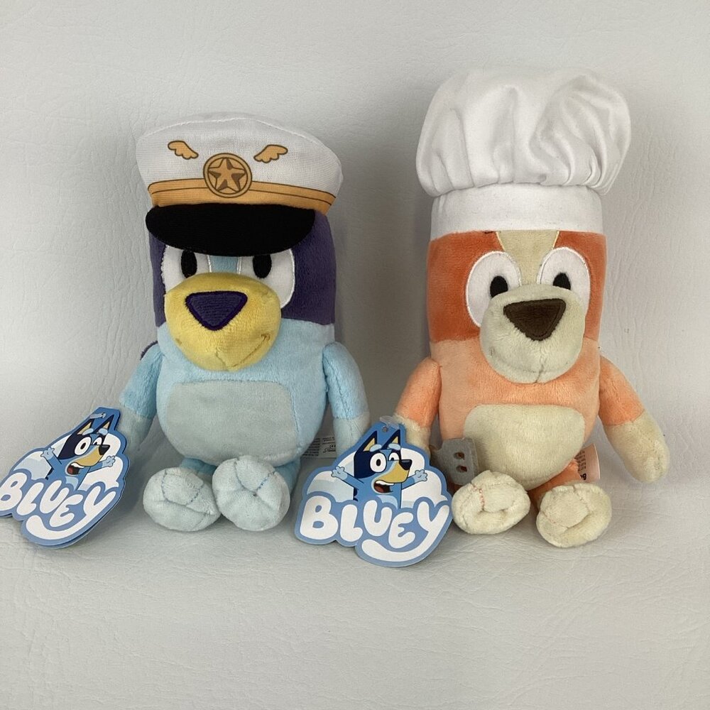 Bluey & Friends Plush Stuffed Animal 8" Toys Captain Bluey Chef Bingo New w Tags